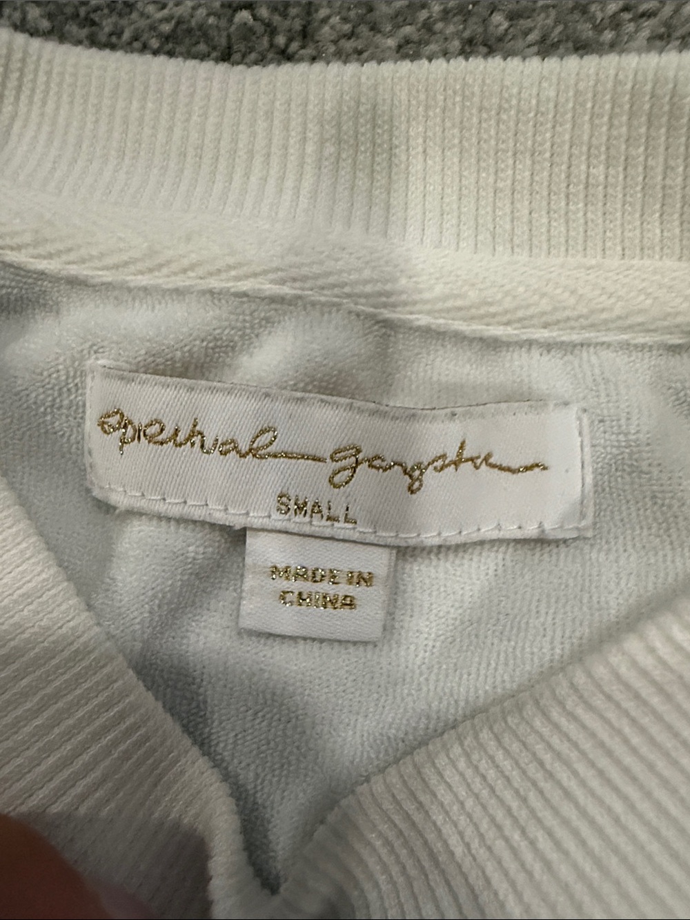 Spiritual Gangster White Crewneck Sweatshirt with Pink Script - Picture 2 of 3